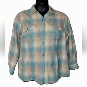 Pendleton Women's Plus 1x Wool Flannel Plaid Button Down Grunge Revival